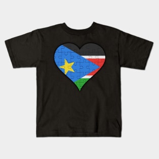 South Sudanese Jigsaw Puzzle Heart Design - Gift for South Sudanese With South Sudan Roots Kids T-Shirt